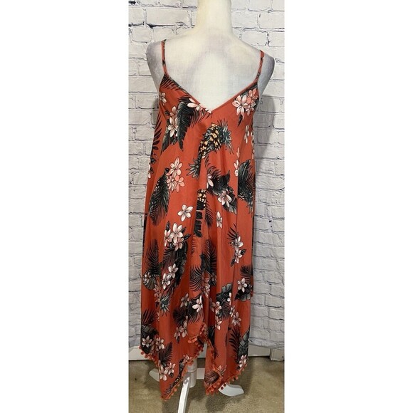 Goa Beachwear By Japana Tropical Pom Pom  Coverup Midi Dress Double V Size XL - Picture 5 of 7